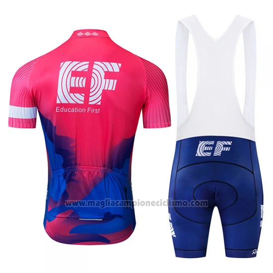 2019 Abbigliamento Ciclismo EF Education First Blu Rosa Manica Corta e Salopette